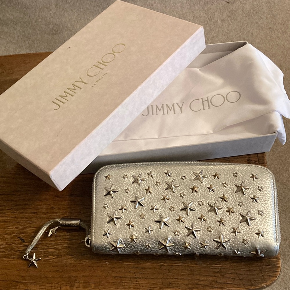 Jimmy Choo FILIPA Star Studded Zip Around Wallet Full Inclusion w/Dusty & Box - Picture 2 of 11